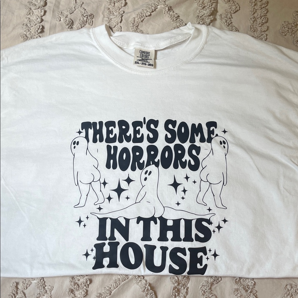 Funny Gildan White Tee with Ghost Design